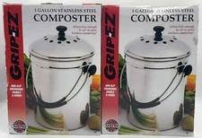 2PK NorPro Grip-EZ ~ 1 Gallon Stainless Steel Composter ~ FAST SHIP