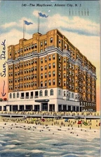 Vintage Linen Postcard The Mayflower Hotel Atlantic City NJ 1953