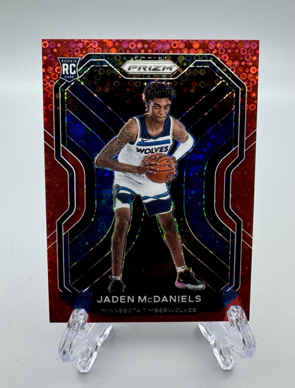 2020-21 Panini Prizm Red Disco Prizm #277 Jaden McDaniels RC /125 Timberwolves