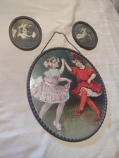 Collectible German Victorian Dancing Girls Flue Cover With Cupid Awake & Asleep