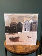 Hannah Cole King & McGaw Box-Canvas Print Picture Seaside Dog Fish-huts Scenic