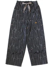 Kapital 12oz Magpie Denim W Knee Easy Baggy Pants black new