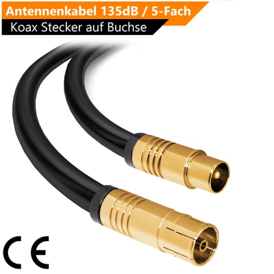ORSEM Antennenkabel TV Kabel 4K Digital Kabelfernsehen 135db Koax Stecker Buchse Black