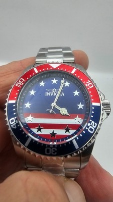 Invicta Pro Diver 43mm Stainless Steel Quartz Mens Watch Stars & Stripes 48942