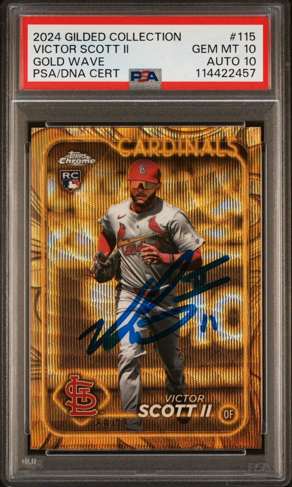 2024 Topps Gilded Victor Scott Gold Rookie Refractor Auto • #115 • PSA 10 | 10
