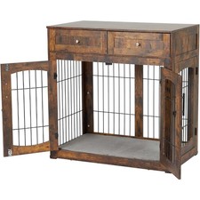 Modern Pet Furniture, Wooden Dog House  Storage Side Table W/ Multi-Door Design