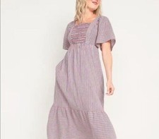 Old Navy Womens Tiered Maxi Dress Size 4X Red White Blue Striped Smocked