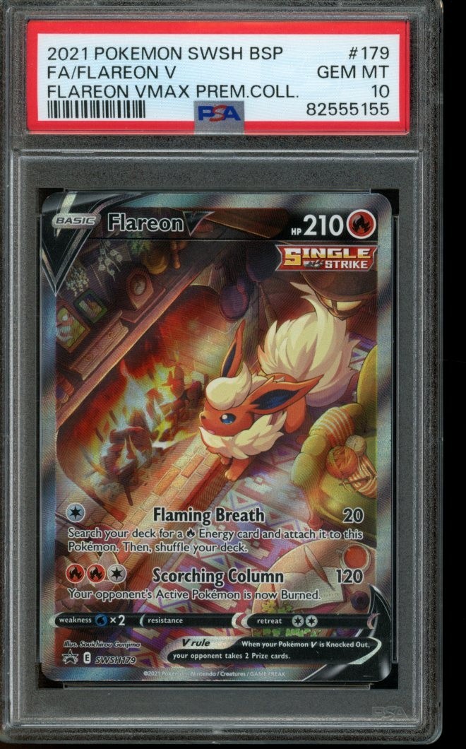 PSA 10 GEM MINT Pokemon Flareon V SWSH Black Star Promo Full Art SWSH179