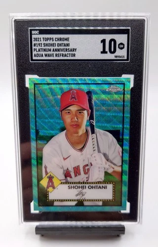 New ListingSHOHEI OHTANI 2021 CHROME (PLATINUM ANNIV. - AQUA WAVE REFRACTOR) #192 SGC 10