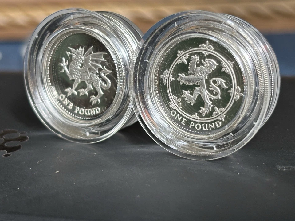 Silver Proof Set Piedforts Flawless Lion & Welsh Dragon 94/95 Rare Low Mint COAs - Image 4 of 4
