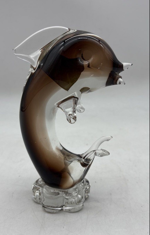 Vetro Artistico Veneziano Handmade Genuine Murano Glass Dolphin Sculpture