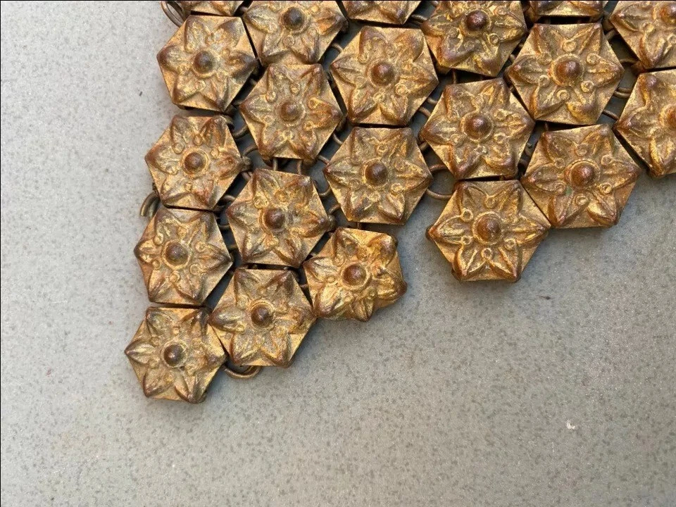 Ethnic Copper Gold Horse Antique Traditional Jewelry Accessory Flower Panel - Image 4 of 4