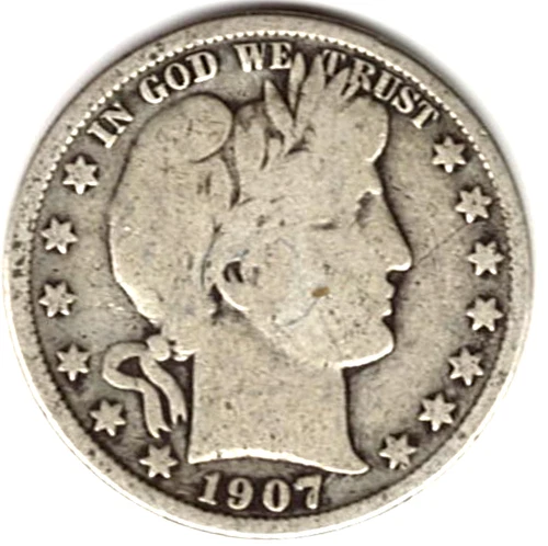 1907 Barber Half Dollar grades in VERY GOOD condition. SEE THE SCAN   stk h334
