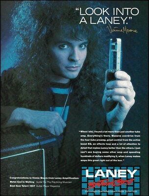 UFO band Vinnie Moore 1988 Laney Tube Guitar Amp ad 8 x 11 advertisement print B