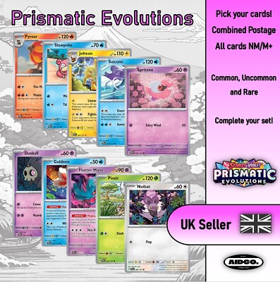 Prismatic Evolutions Singles, Karten aussuchen, Common, Uncommon und Rare, PRE EN