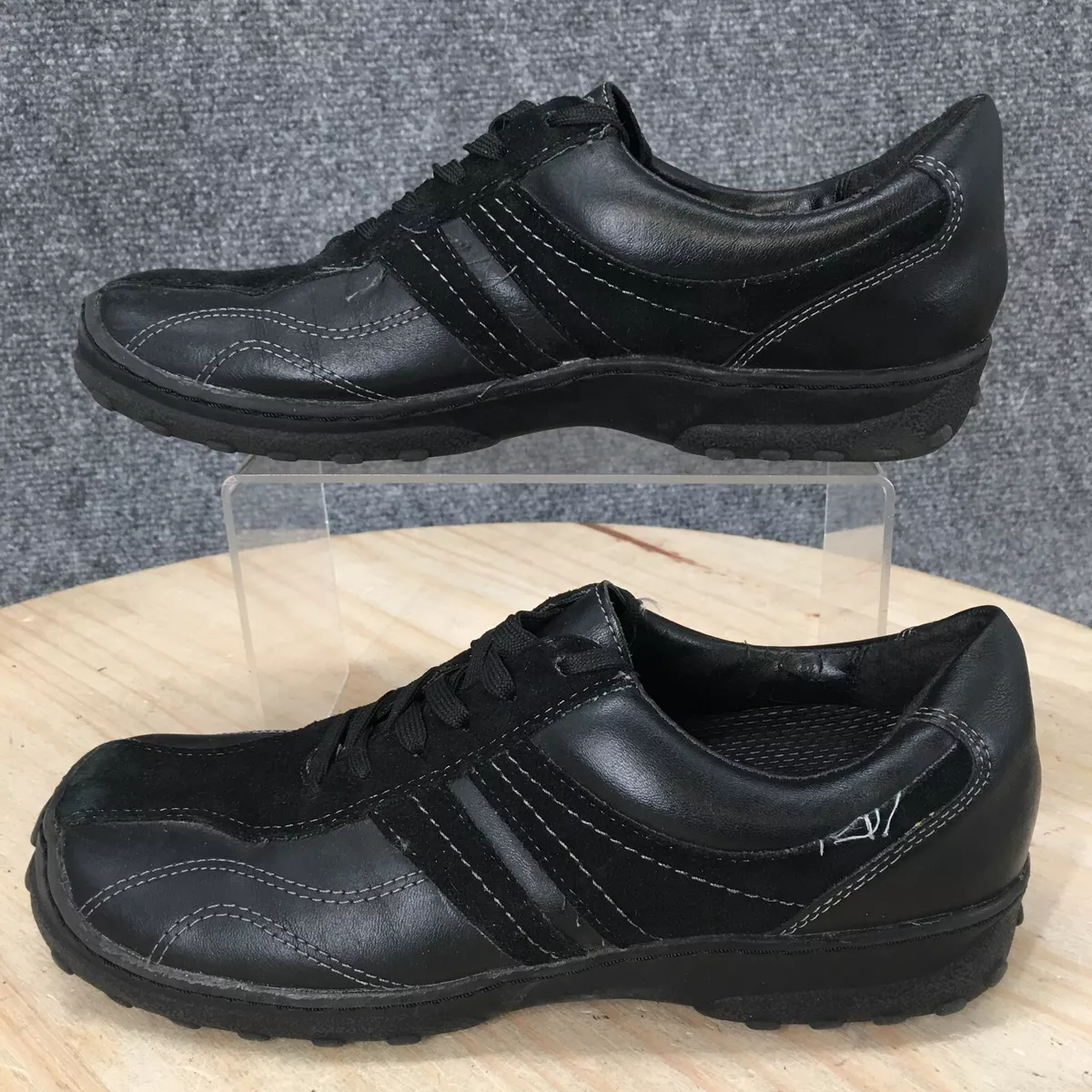 Mossimo Shoes Womens 8.5 Oxford Sneakers Black Leather Lace Up Low Top Comfort