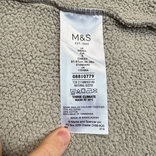 Marks & Spencer Men's Fleece Zip-Up Size Small Grey Herringbone Warm - Picture 7 of 7