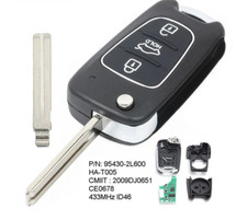 Flip Remote Key Fob 3 Buttons 433mhz Id46 Chip For Hyundai I30 Pn 95430-2l600 Flip Remote Key Fob 3 Buttons 433mhz Id46 Chip For Hyundai I30 Pn 95430-2l600