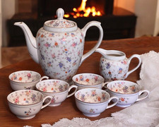 Antique Bareuther Bavaria US Zone Germany Child Size Floral Tea Set