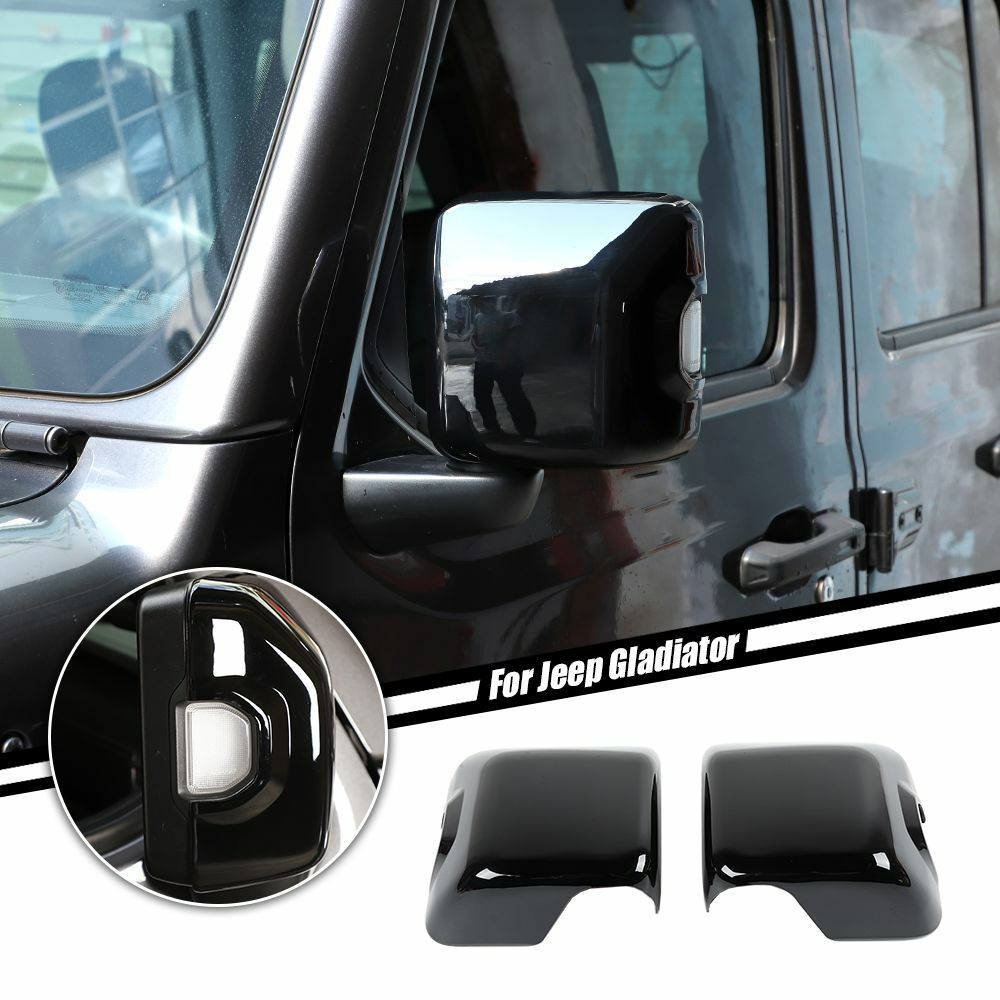 Rearview Mirror Cover Shell Trim For Jeep Gladiator JT JL 18+ Black Accessories