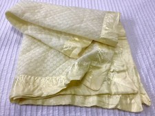 Floral Yellow Acrylic Baby Blanket Pretty Satin Edge