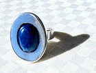 Blue Lapis 925 Silver Ring Size 8 Modernist +7.5 gr Designer Statement Vintage