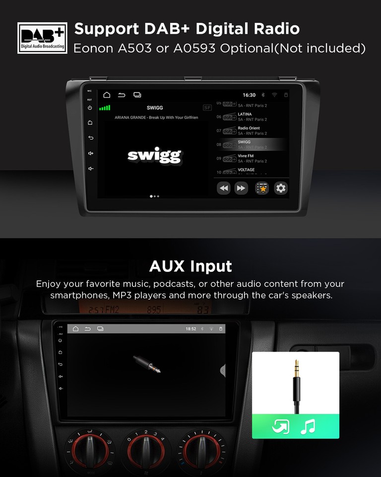 CAM+OBD+9" Android 13 Car Stereo Radio Head Unit GPS Video For 2004