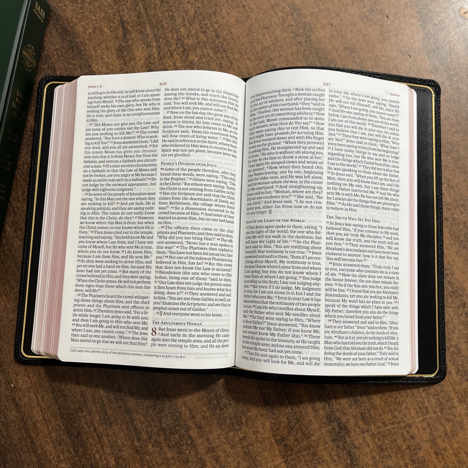 NASB Large Print Thinline Bible - $140 Retail - Black Goatskin Genuine ...