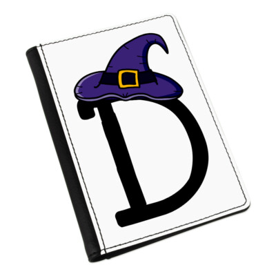 Gift Base Letter D Witches Wizard Hut Reisepasshalter Hülle Schwarzes Faux Leder