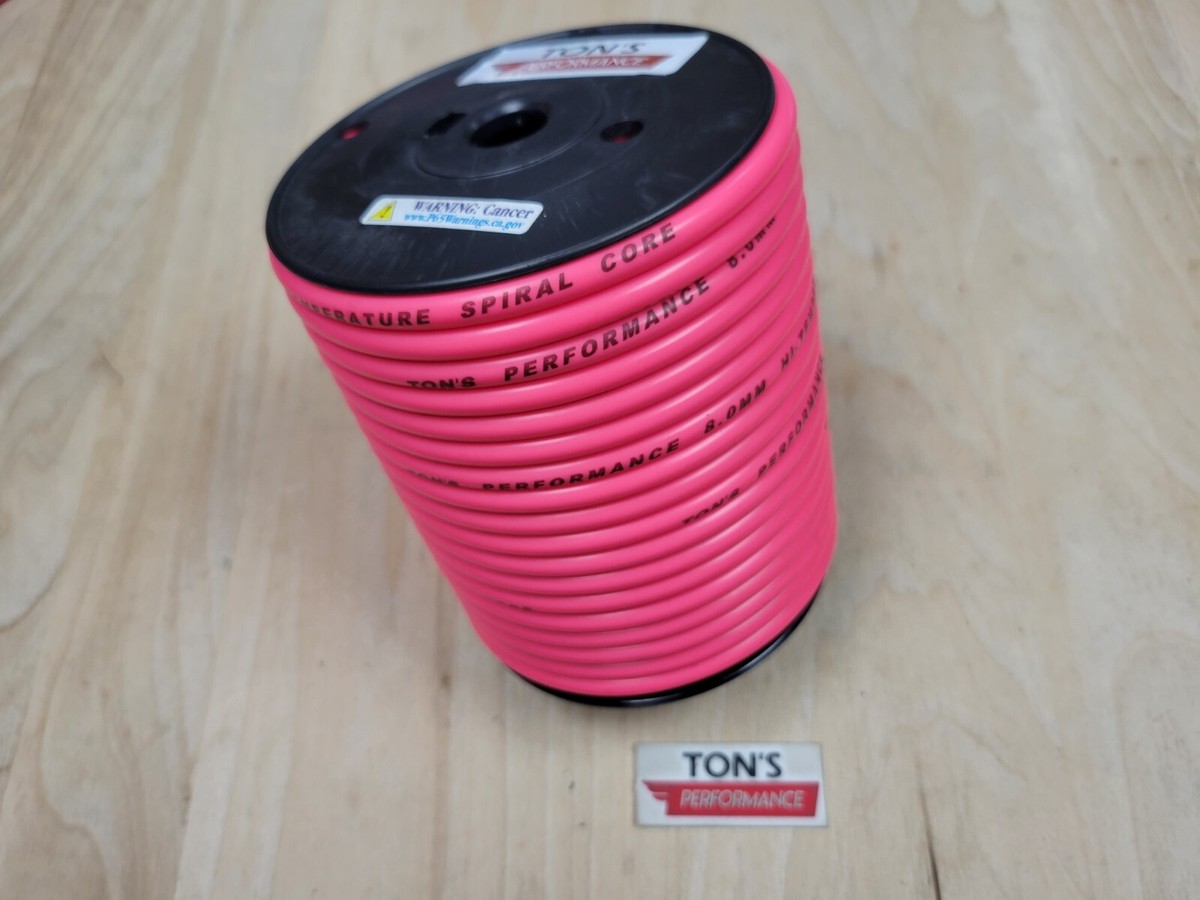 Ton's 8mm Hot Pink Silicone Spiral Core Spark Plug Wire 100' Feet