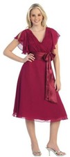 FORMAL EVENING SHORT GOWN MOTHER of THE BRIDE GROOM DRESS CHURCH Fuchsia LARG