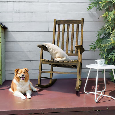 Classic Rocking Chair Outdoor Wood Porch Rocker Chair with Armrest Home  Indoor - Main Image