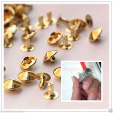 GRANDE PROMOZIONE 200pz borchie a cono con rivetto 10mm color oro + Applicatore