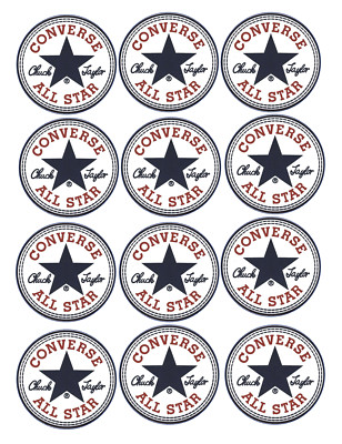 set of 12 converse all stars edible paper, cupcake cookie toppers decorations 