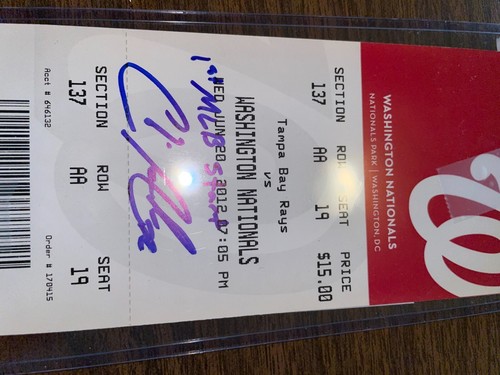 CHRIS ARCHER SIGNED INSCRIPTION MLB DEBUT SEASON TICKET STUB JSA COA 6/20/12 - Picture 3 of 6
