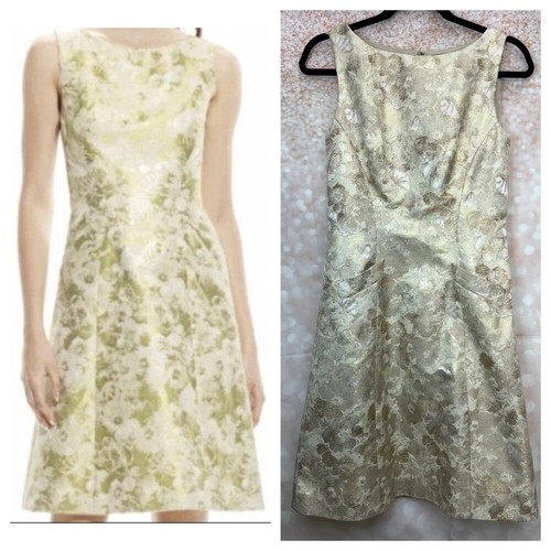 Theia Sleeveless Bateau Neck Dress, Jacquard