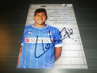 Roberto Firmino hand signed TSG 1899 Hoffenheim autograph card