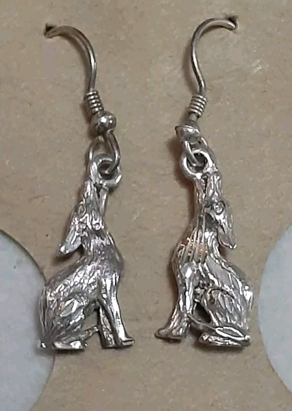 925 Howling Wolf 3D solid sterling silver dangle … - image 1