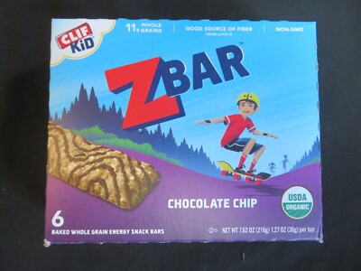 (6) Count Clif Kid ZBar Chocolate Chip Energy Snack Bars 1.27 Oz Each 7.62 Oz