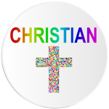 Rainbow Christian Cross - 3 Pack Circle Stickers 3 Inch - LGBT Pride Religion