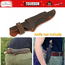 Leather 10inch Knife Sheath Fixed Blade Fire Starter Carrier Pouch Belt Holster