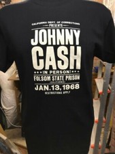 JOHNNY CASH IN PERSON AT FOLSOM STATE PRISON T SHIRT  ROCKABILLY 50'S FREEPOST