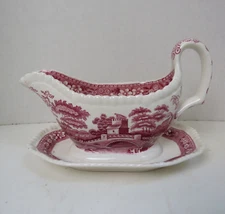 Spode's Tower Gravy Sauce Boat & Attached Under Plate Copeland Spode