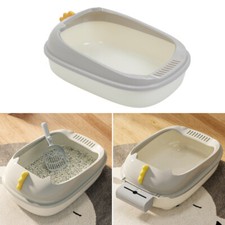 Cat Litter Box for Indoor Cats Semi Enclosed Cat Sand Basin Litter Pan w/Scoop