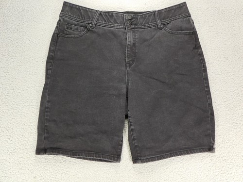 Lane Bryant Damengröße 18 36 x 9 schwarz Doppelknopf Denim Chino Shorts 5 Taschen