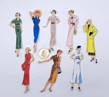 8-Vintage-Fashion-Ladies-Fussy Cut-Journal-Linen Cardstock-Label-Stickers