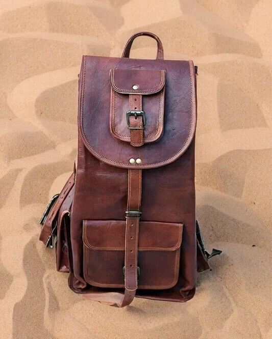 Men's Backpack Leather Genuine Rucksack Travel Vintage Shoulder Bag