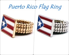 Hip Hop PUERTO RICO FLAG PIECE  Fashion Stretch Based Ring Free Size Ring XR55