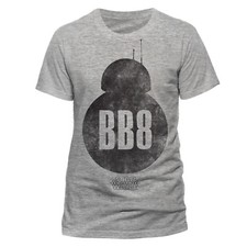 Image of STAR WARS THE LAST JEDI - BB8 SILHOUETTE DISTRESSED INK GREY T-SHIRT (NEW)