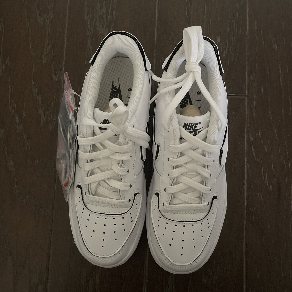 Size 6.5Y - Nike Air Force 1 Black White Panda Oreo Sticker